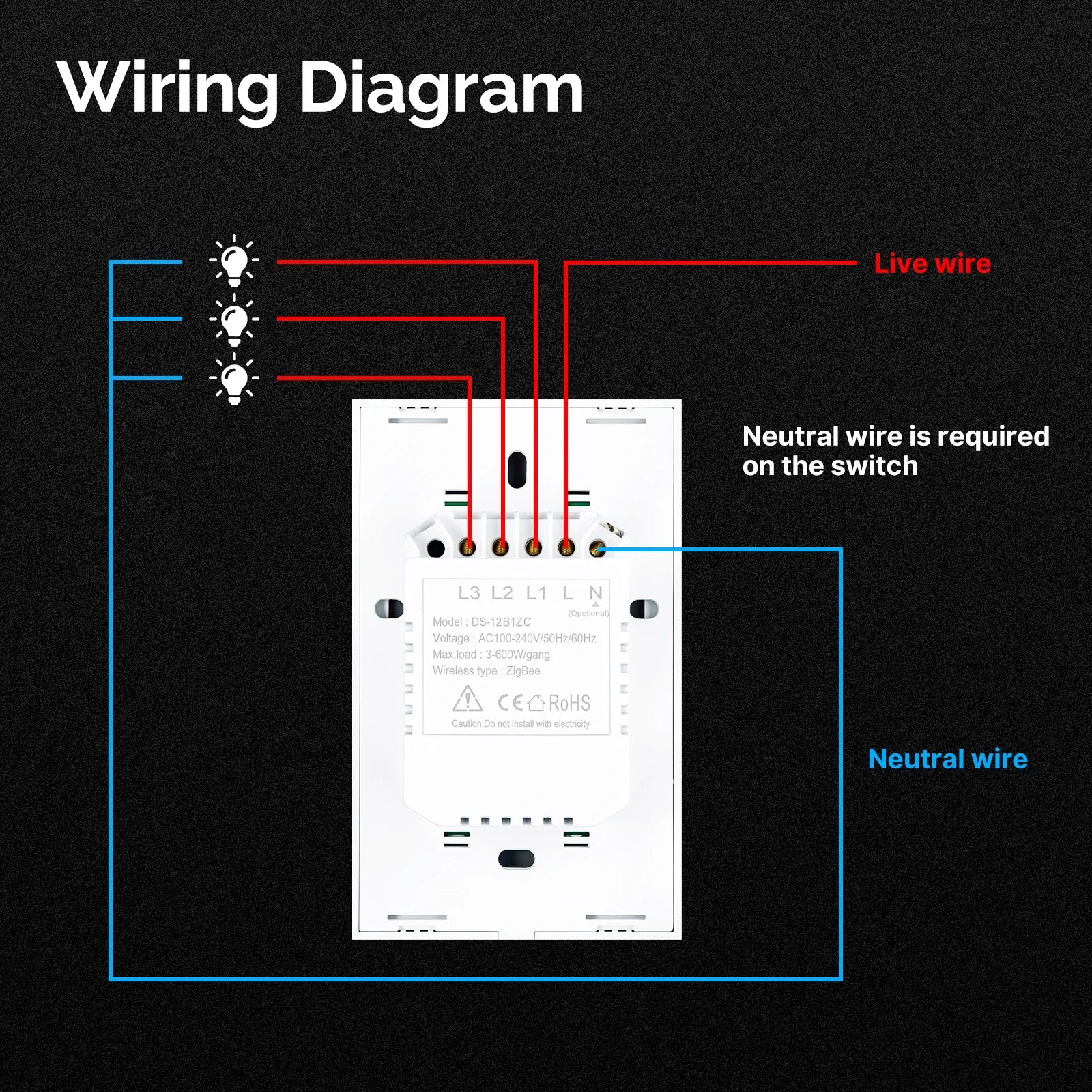 MOES Tuya Smart Switch Voice Control Mirror 