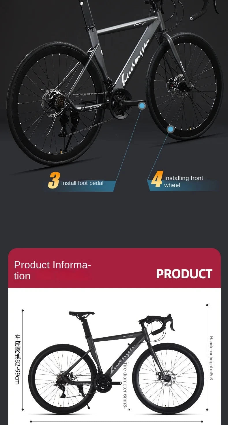 700C*40MM road bicycle hand-changing 24 speed Road Racing Bike disc brake gravel bicicleta Wind Shock Absorber Bikes male adult - Daisan Mart