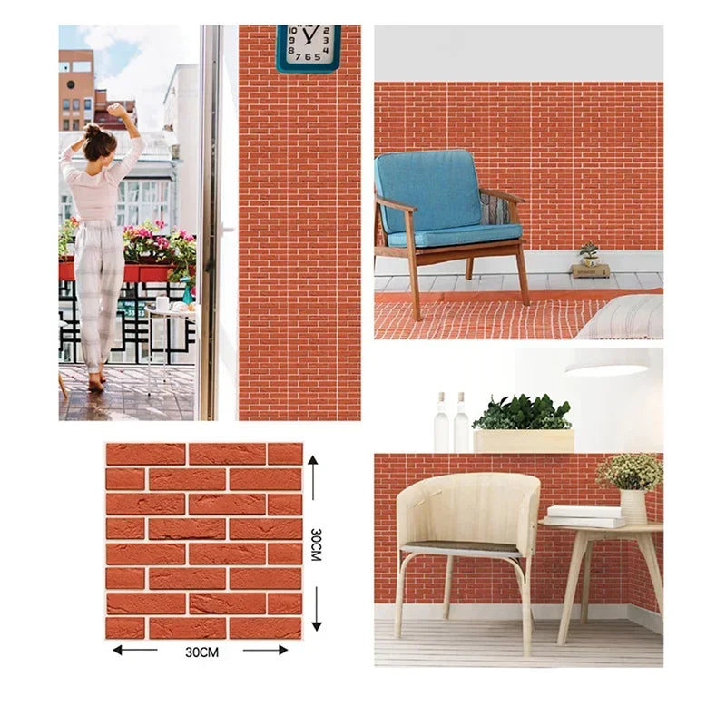 5/10PCS Stereo Wall Stickers Self-adhesive Wallpaper Brick Pattern Creative Stick Heatproof Vinyl Waterproof Kitchen Home Decor