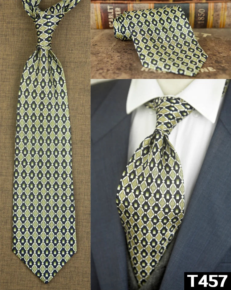 復古領帶，10厘米，100%真絲，抽象圖案