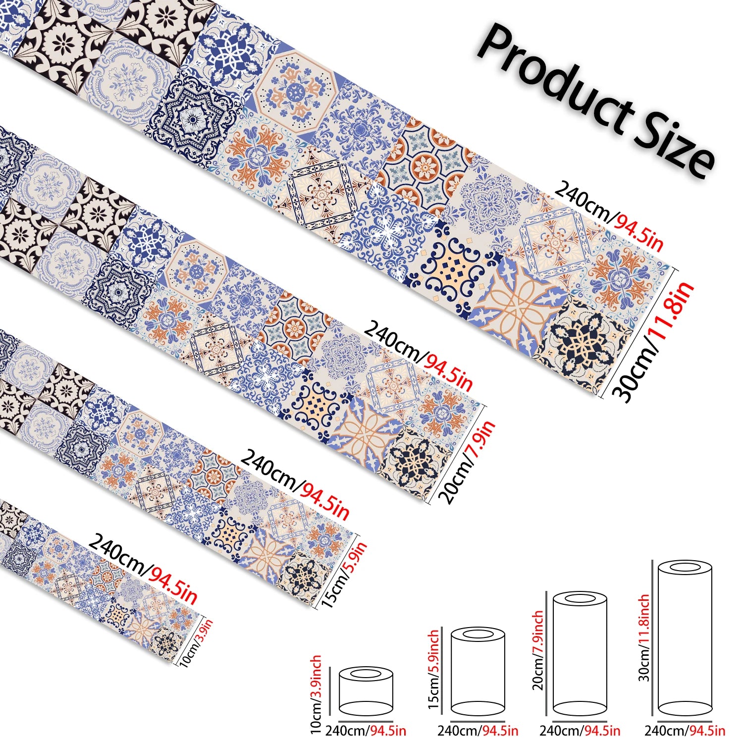 Bohemian Style Ceramic Tile Wall Sticker Bathroom Kitchen BackSplash Bathroom Waterproof Peel &amp; Stick Home Decor Art Wall Decals