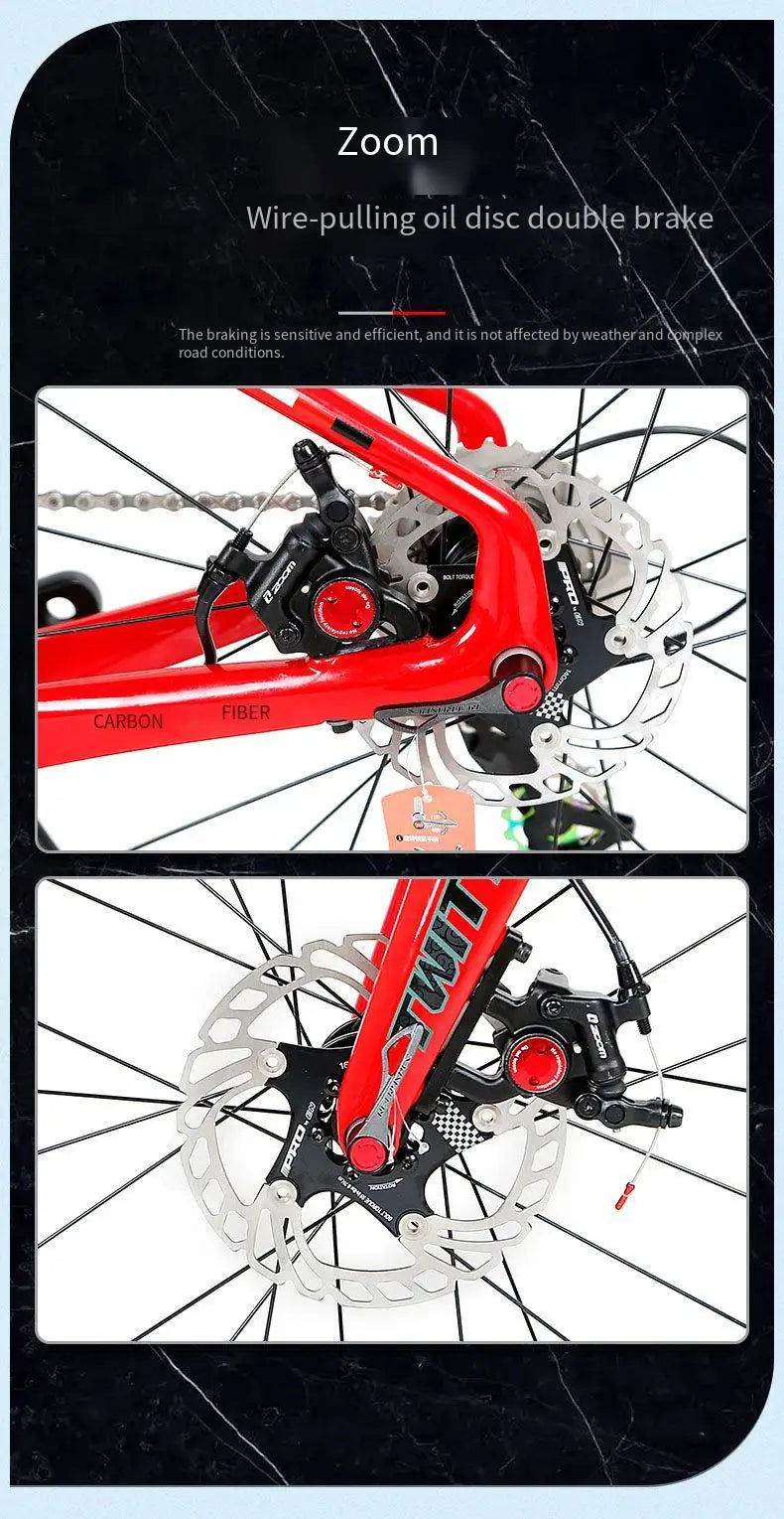 Twitter children's carbon fiber road bike 24 inch Hydraulic Disc Brake Road Racing Bicycle WheelTop GEX-12S student bicicleta