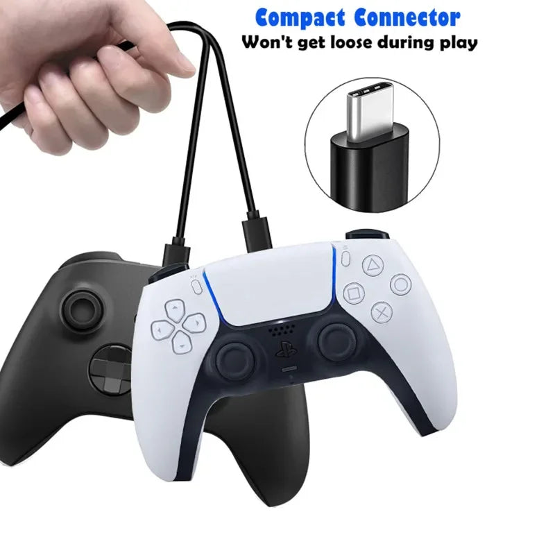 1m/2m/3m USB-C Fast Charging Cable for PS5/Xbox SX Controller