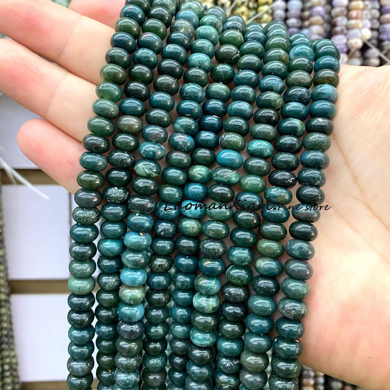 Natural Green Moss Agate Rondelle 5x8mm
