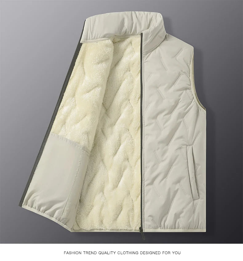 Men's Autumn Winter Outdoor Windbreaker Vest Fur Lining 2025