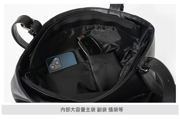 Korean Japanese Style Men's Leather Laptop Bag