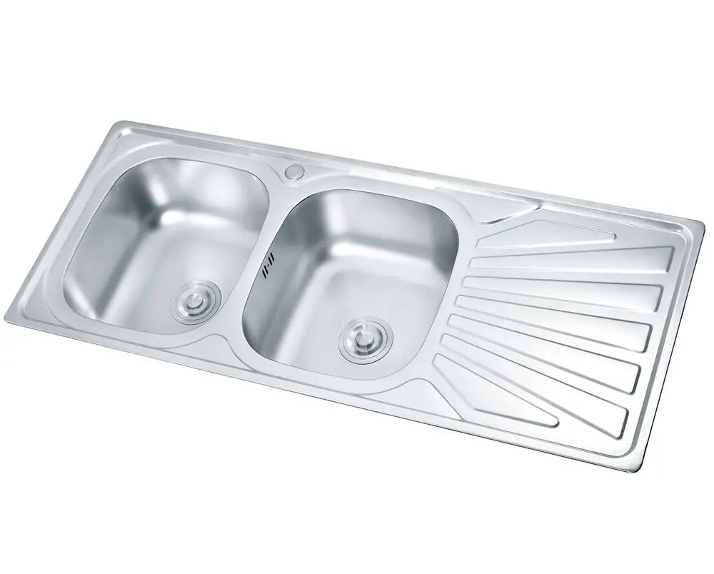Modern Double Bowl Kitchen Bathroom Sink Mini Family Farmhouse Stainless Steel Washing Basins with Drainboard for Apartments - Daisan Mart