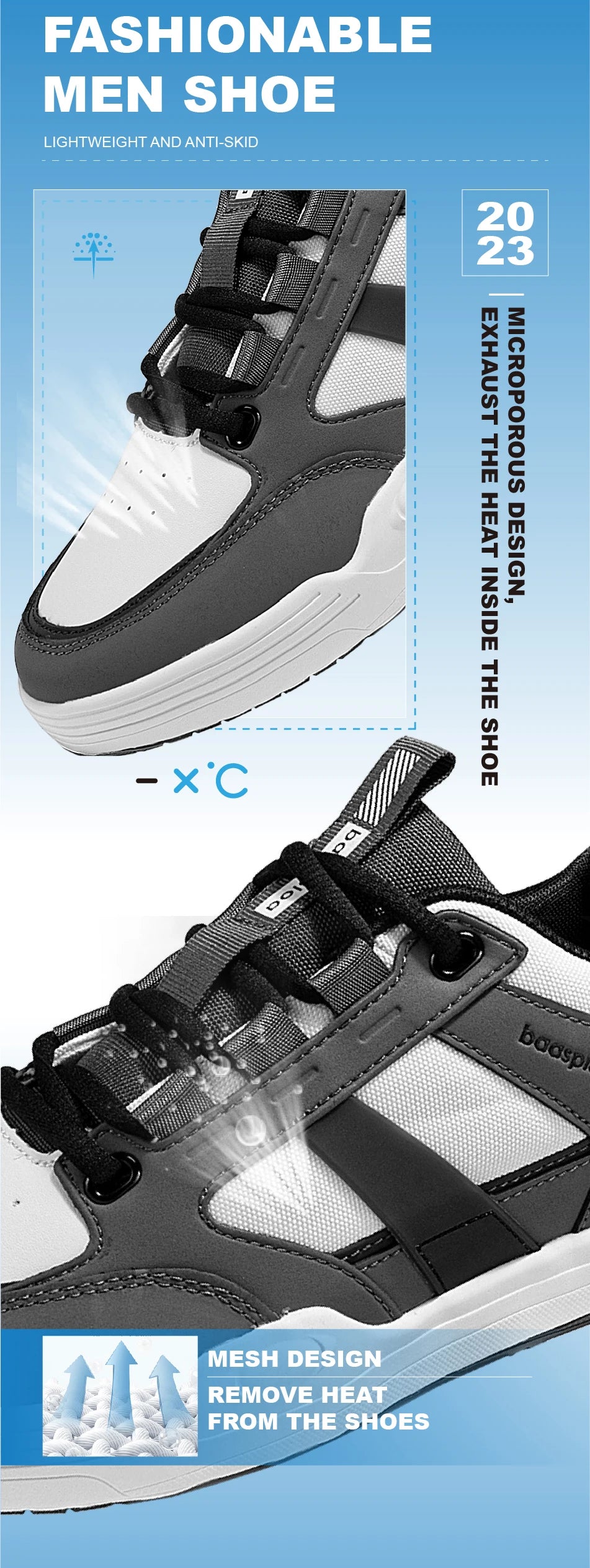 Giày Trượt Ván Nam Baasploa - Thời Trang, Nhẹ, Chống Trơn