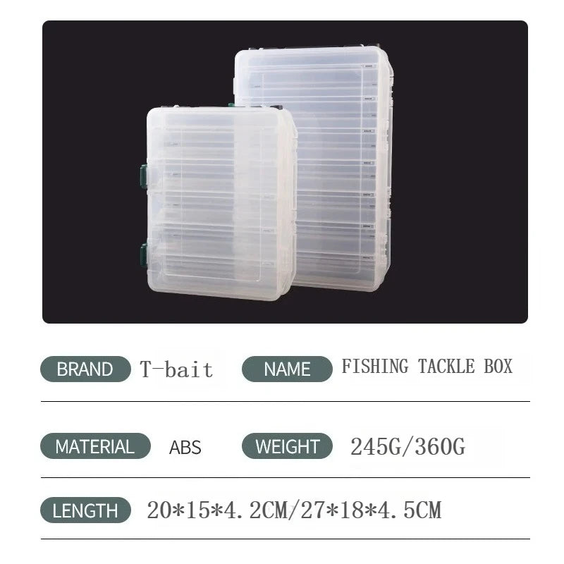 Double Sided 14/10 Compartment Fishing Tackle Box For Sea Fishing Lure Bait Hook Accessories extra-large space Storage Box