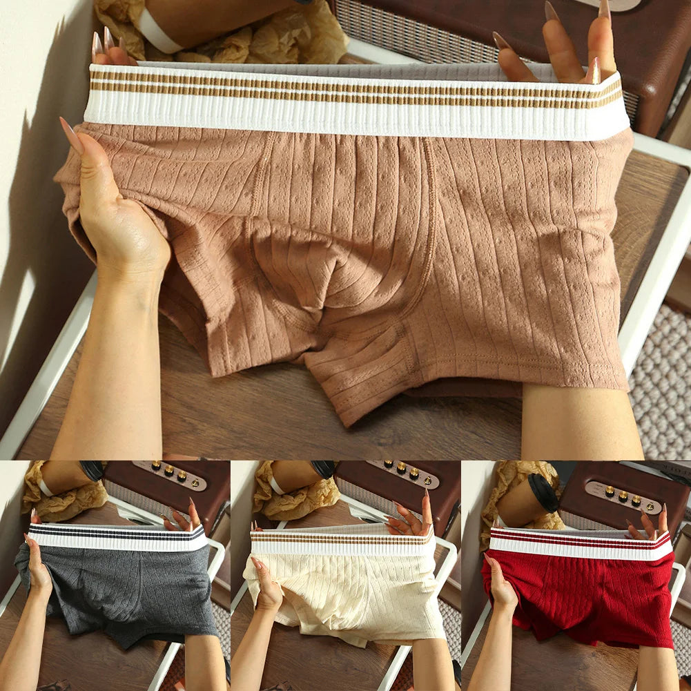 Men's Boxer Shorts with Striped Mid-Rise, Cool and Sexy