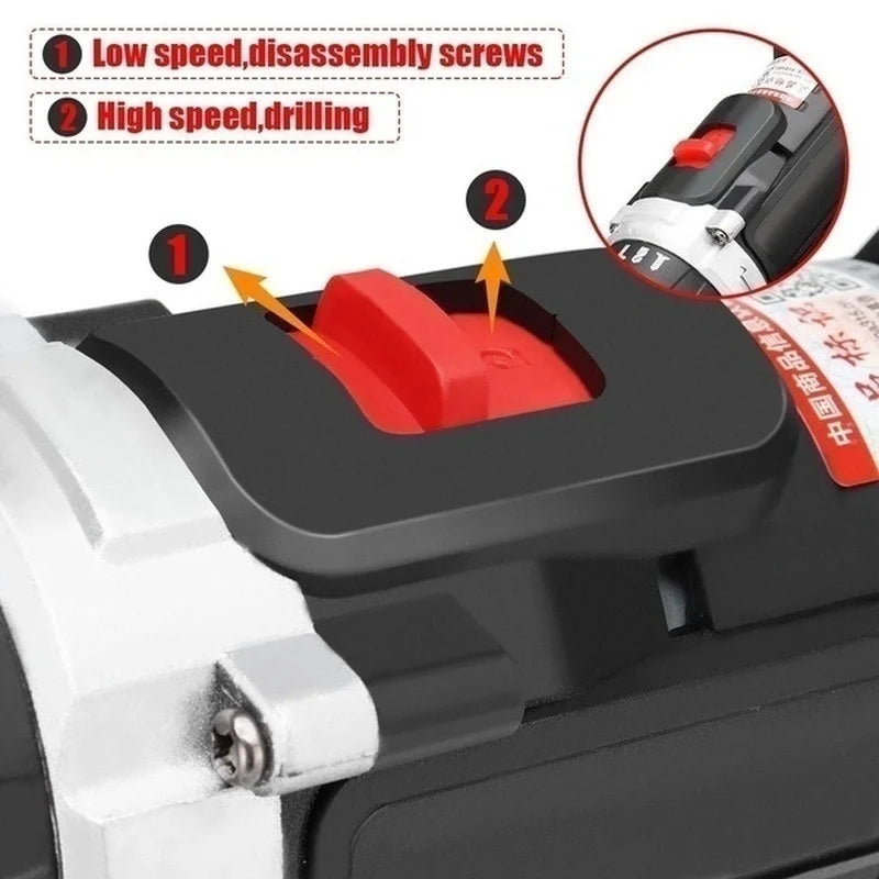 21V Cordless Drill Electric Impact Drill Rechargeable Electric Screwdriver Lithium-Ion Battery 2 Speed ​​DIY Driver Power Tools