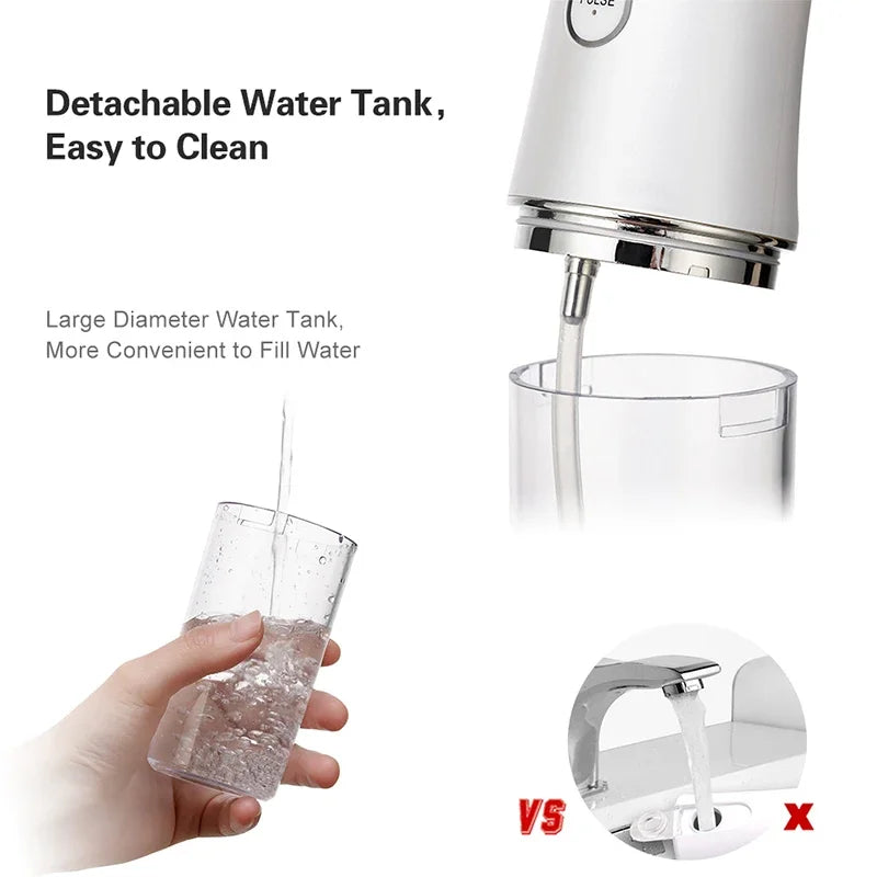 Máy Tăm Nước Cầm Tay 4 Đầu Sạc USB Chống Nước