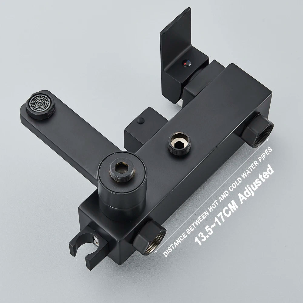 Chrome Brass Shower Faucet Set Rainfall Bathtub Tap With Bathroom Shelf 4 Function Height Adjust Shower Mixer Crane Fast Delivey