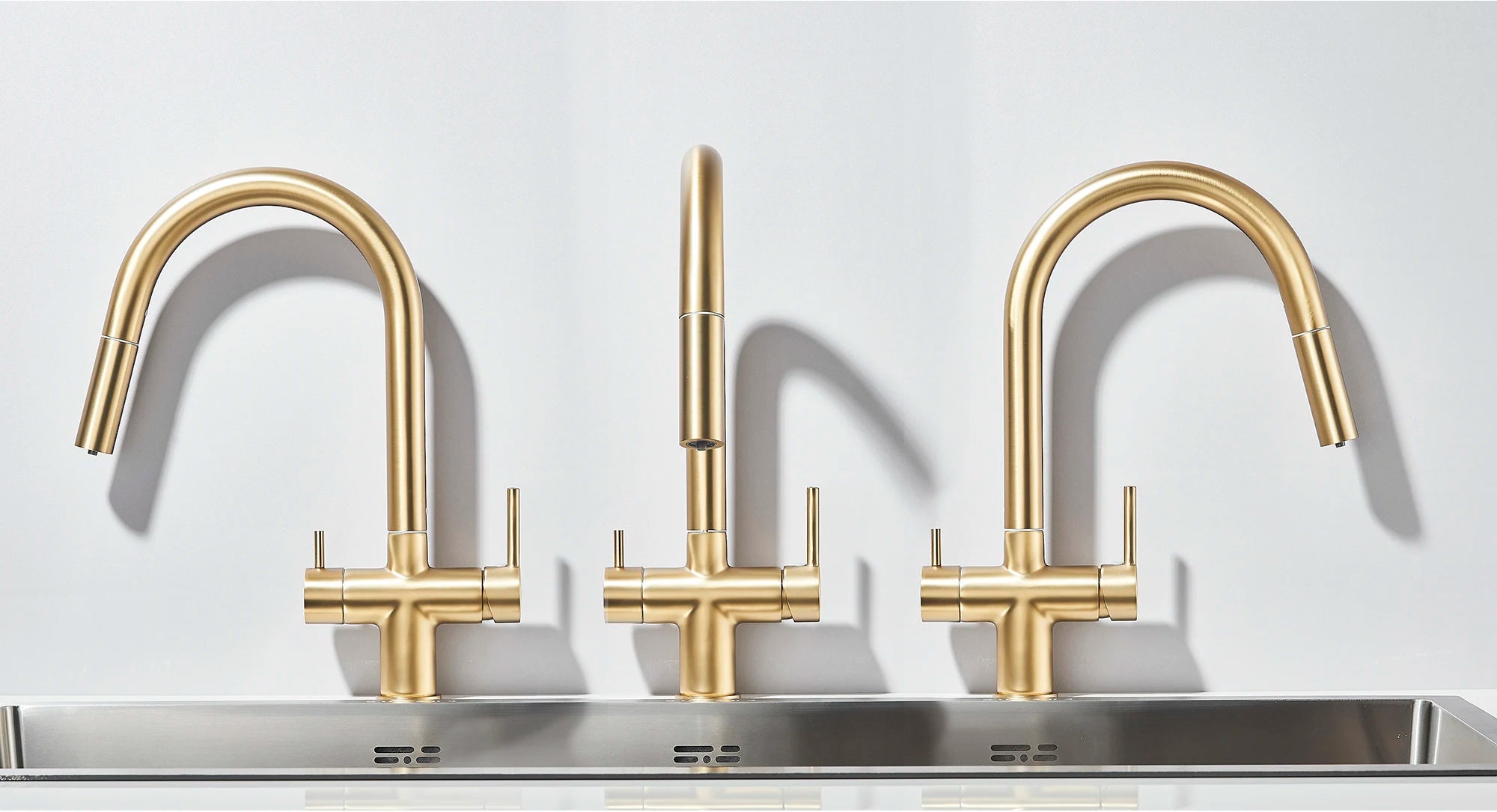 High-end Gold-Plated Kitchen Faucet with 2 Swivel Heads
