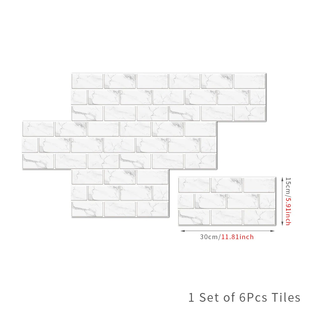 Waterproof Self Adhesive Removable 3D DIY Modern Grayish White Marble Tile Wall Sticker Bathroom Kitchen Cupboard Home Decor