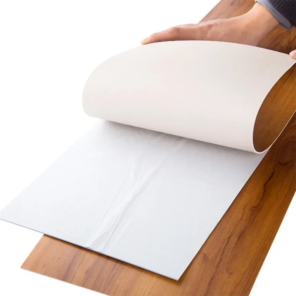 Self Adhesive PVC Wood Grain Floor Waterproof and Wear-resistant Balcony, Bathroom, Household Kitchen Floor Tiles 91X15CM