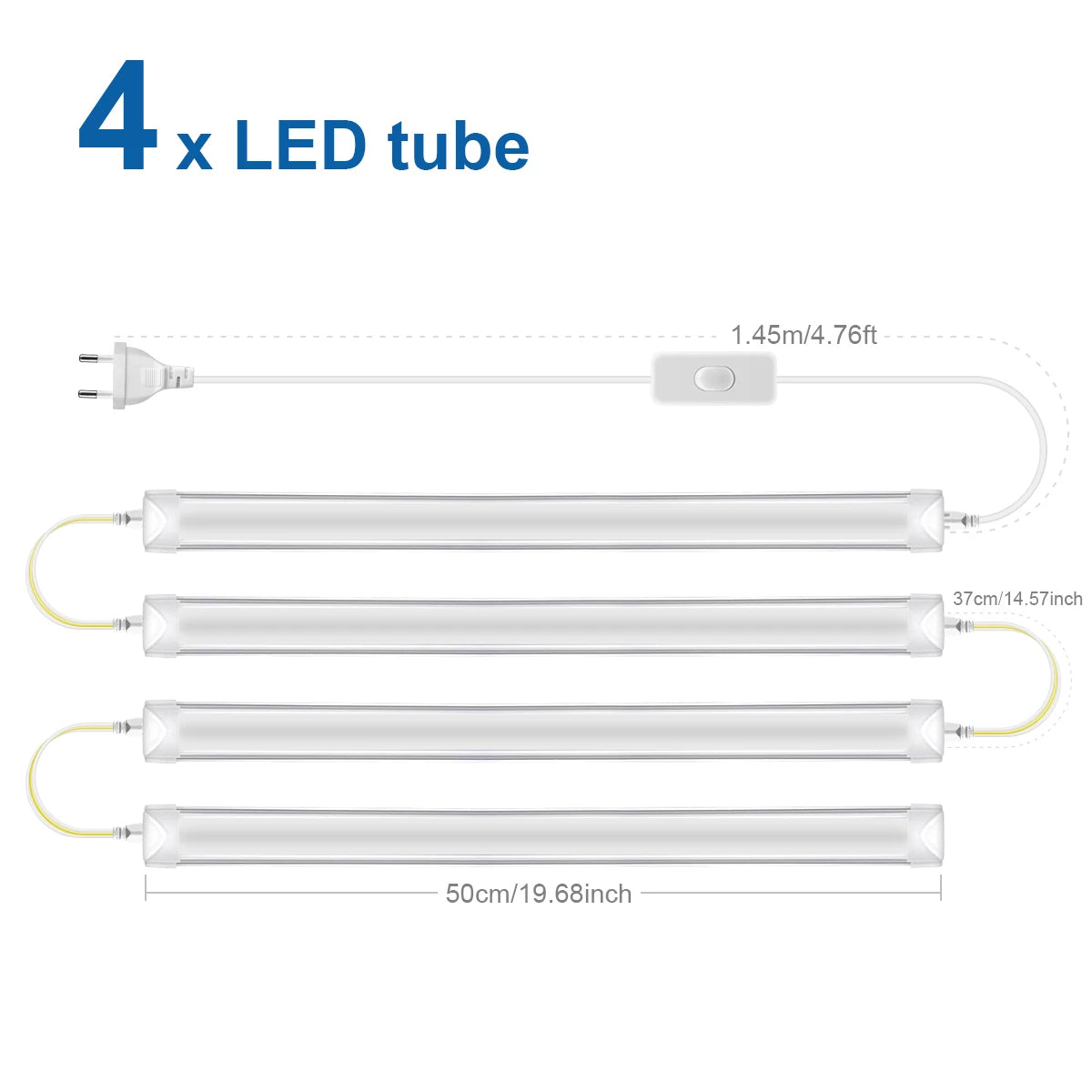Super Bright T8 LED Light 50CM Aluminum Portable