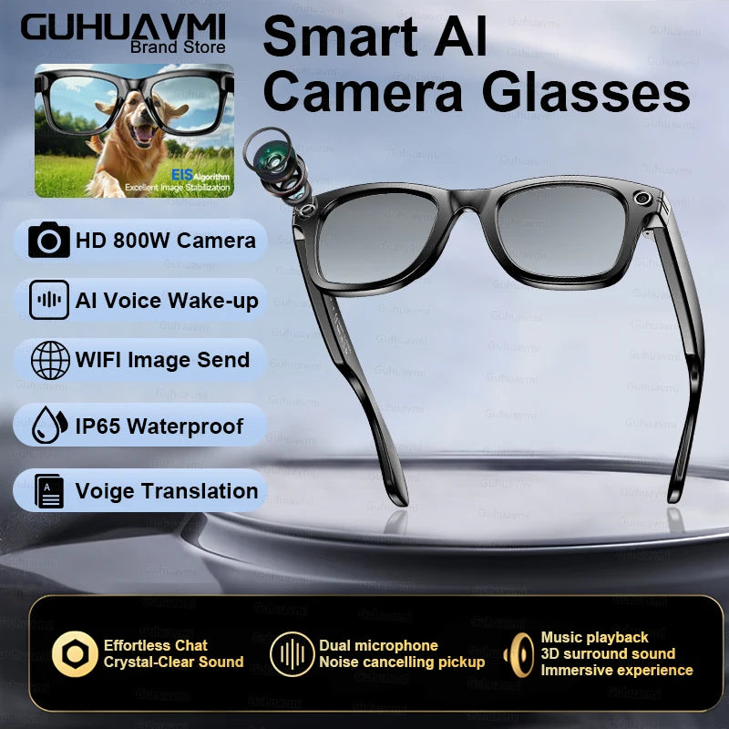 AI Smart Glasses 2025: Sharp Camera &amp; Bluetooth Music