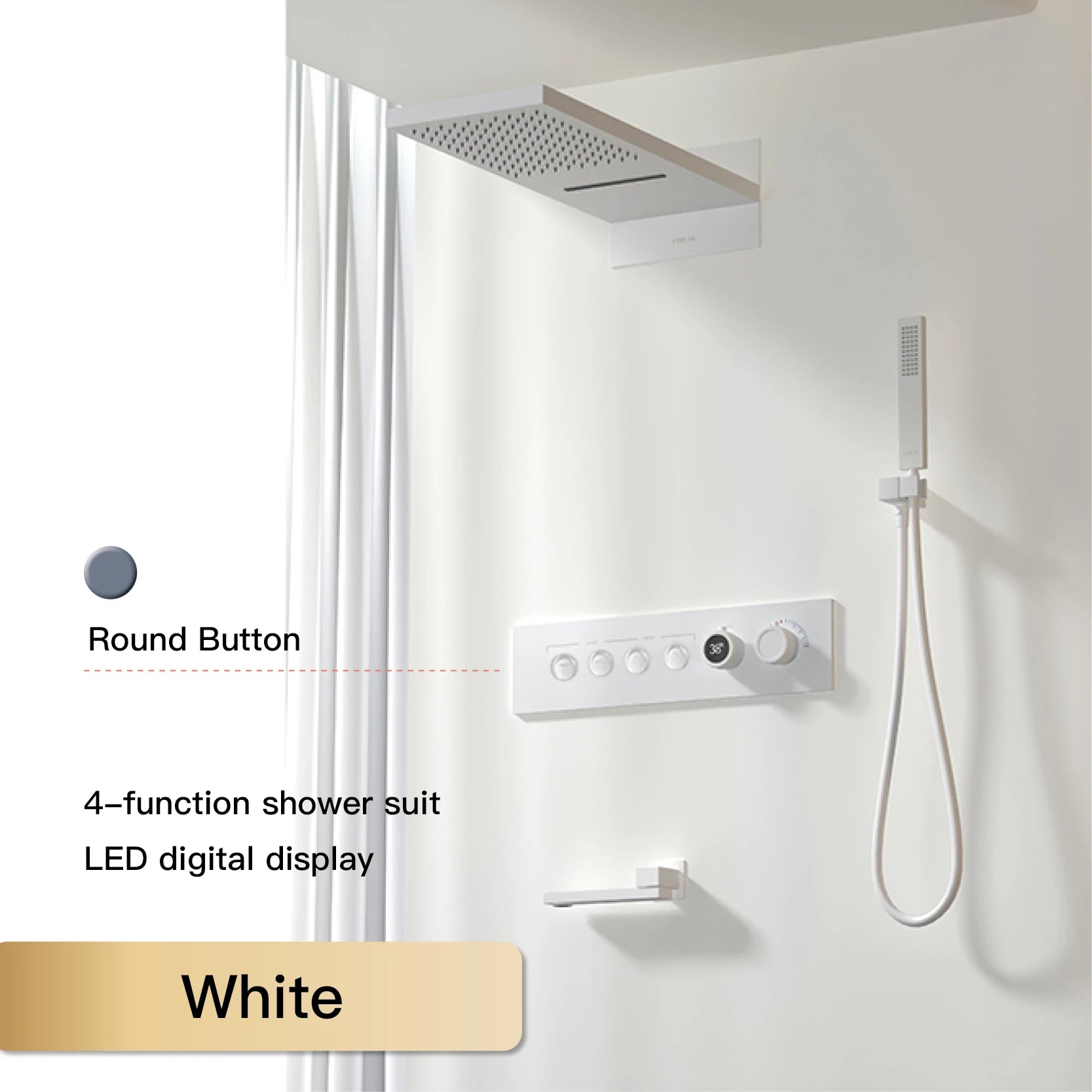 Vòi Sen Đen Cao Cấp LED Hiển Thị Số 4 Chức Năng