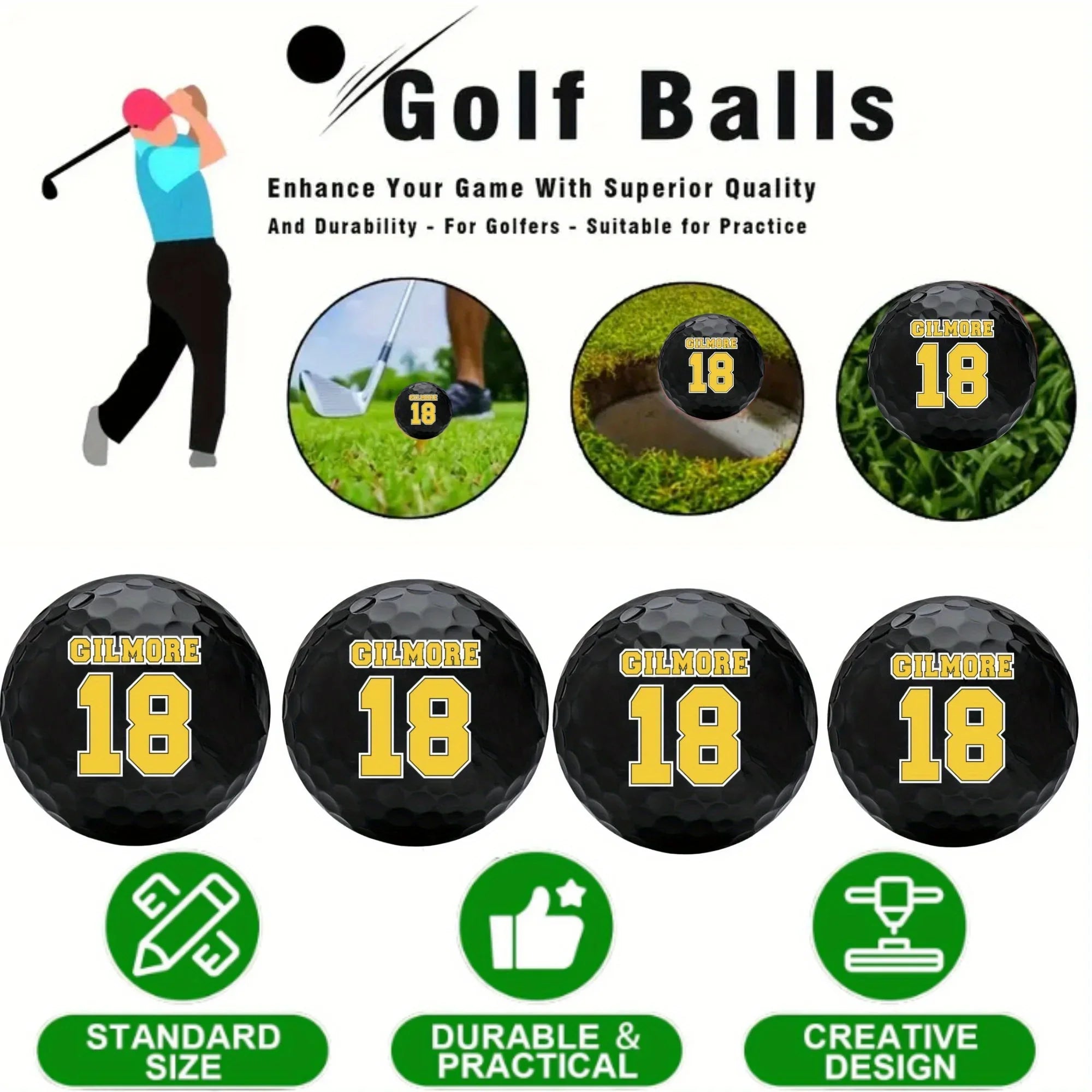 Set of 4 Funny Golf Balls - Unique Gift for Men