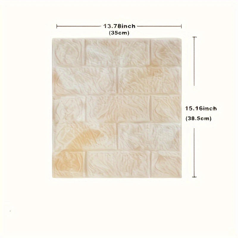100pcs/200Pcs 3D Wall Tile Sticker, Brick Pattern Foam Self-Adhesive Waterproof Moisture-Proof Ceiling Sticker, Easy To Stick An