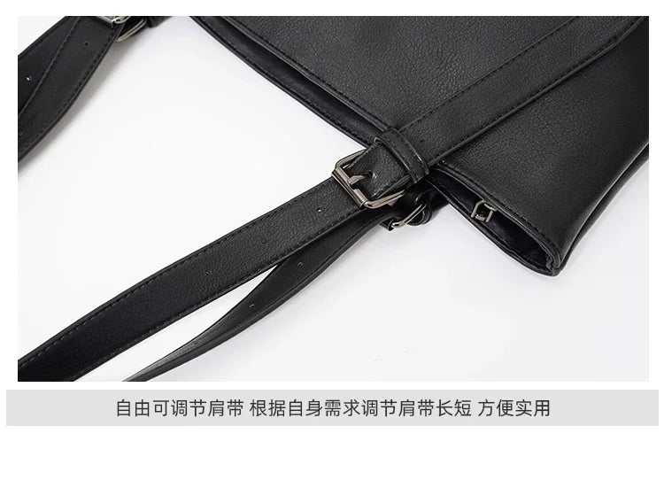 Korean Japanese Style Men's Leather Laptop Bag