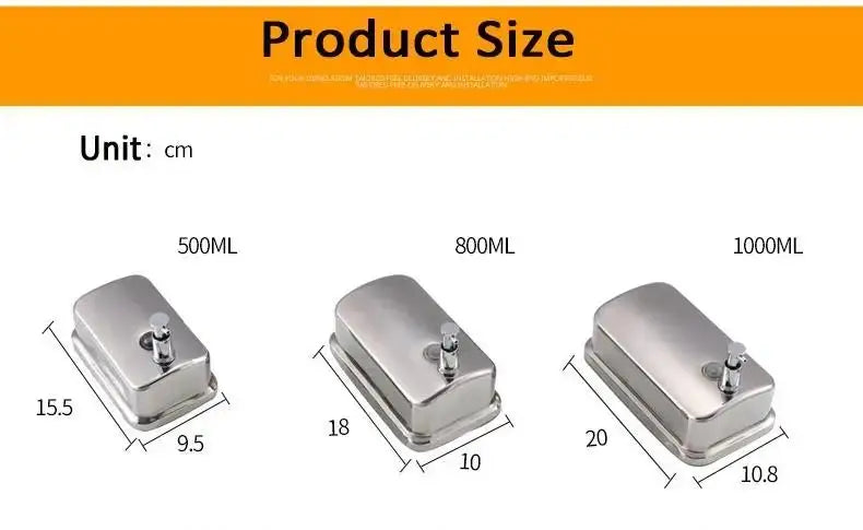 Bình Xà Phòng Inox 304 Treo Tường 500-1000ml Nhà Tắm - Daisan Mart