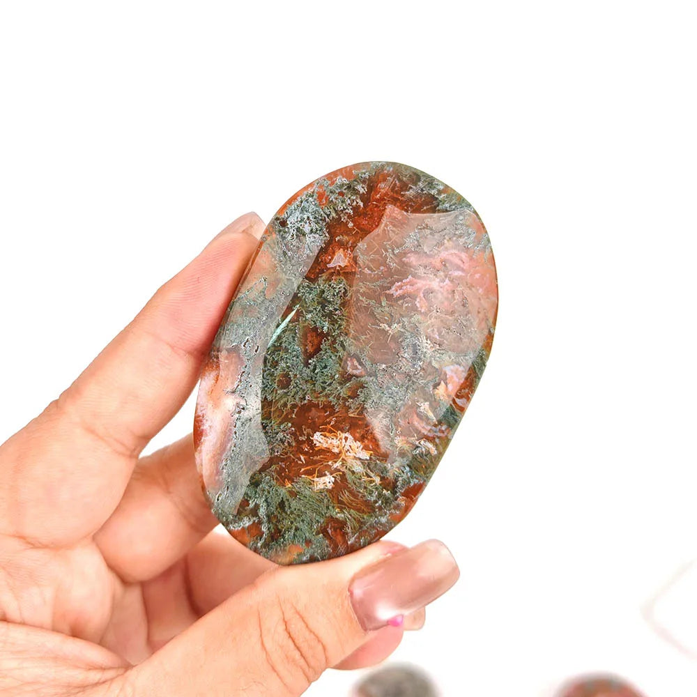 Red Moss Agate Handheld Feng Shui Decoration