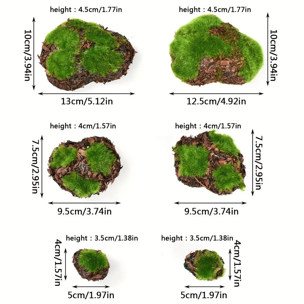 6-Piece Decorative Moss Stone Set for Aquarium &amp; Garden