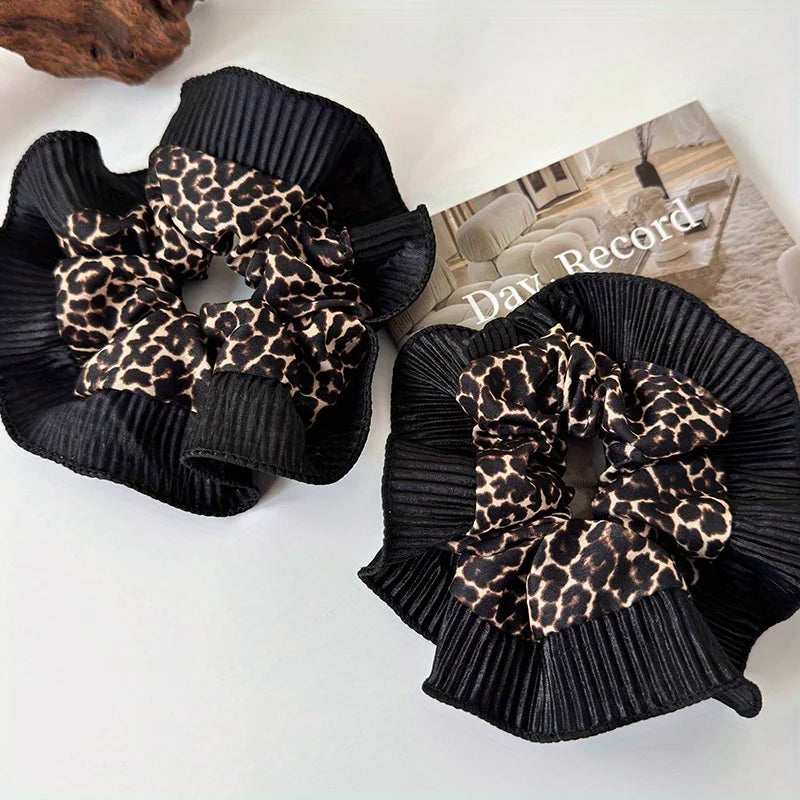 Vintage Elegant Feminine Leopard Lace Hair Tie