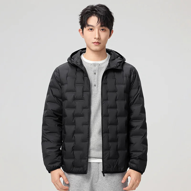 Men's waterproof down jacket keeps warm outdoors