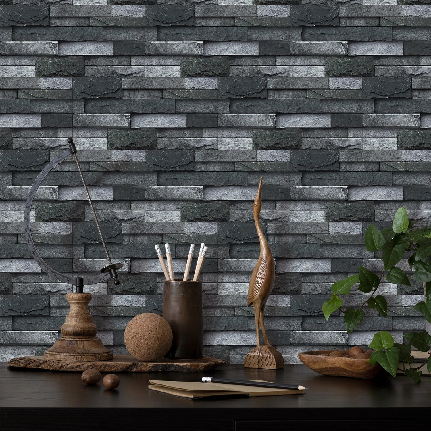 6Pcs 3D Self-Adhesive Wall Sticker 30x15cm Oil Proof Waterproof Brick Stone Imitation Brick Tile Stone Particle Wallpaper Decals
