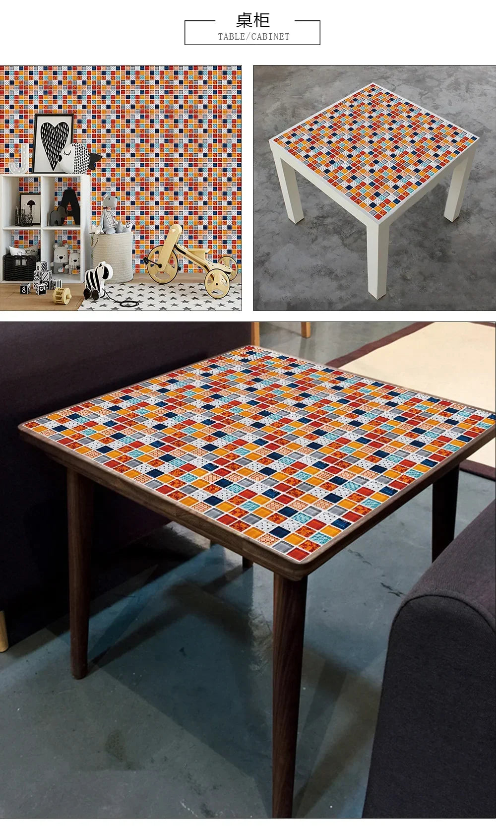 Colorful Marble Mosaic Wall Panels, 10PCS 10/15/20/30cm PVC Tiles, Peel &amp; Stick Oil-Proof Kitchen Wardrobe Art, Modern Home