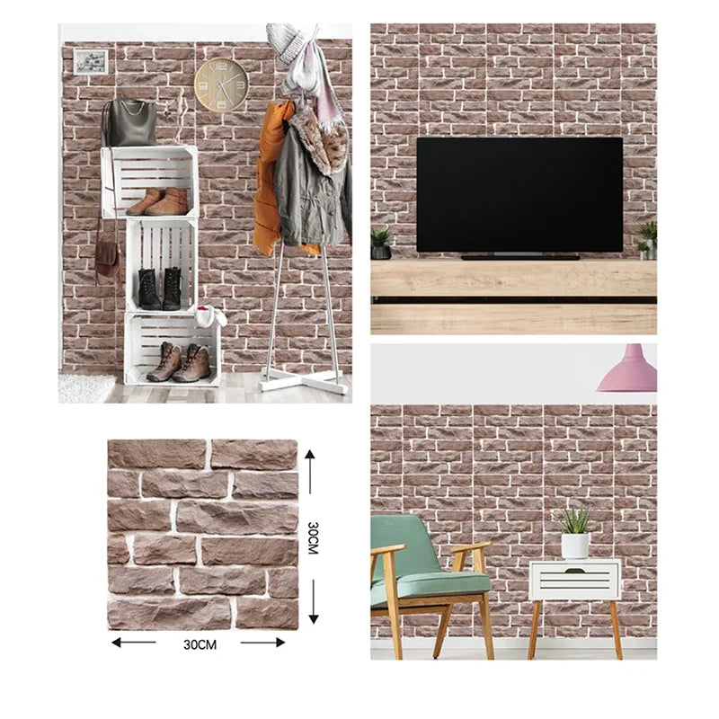 5/10PCS Stereo Wall Stickers Self-adhesive Wallpaper Brick Pattern Creative Stick Heatproof Vinyl Waterproof Kitchen Home Decor