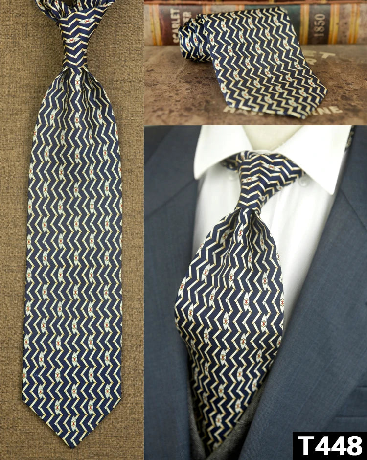 復古領帶，10厘米，100%真絲，抽象圖案