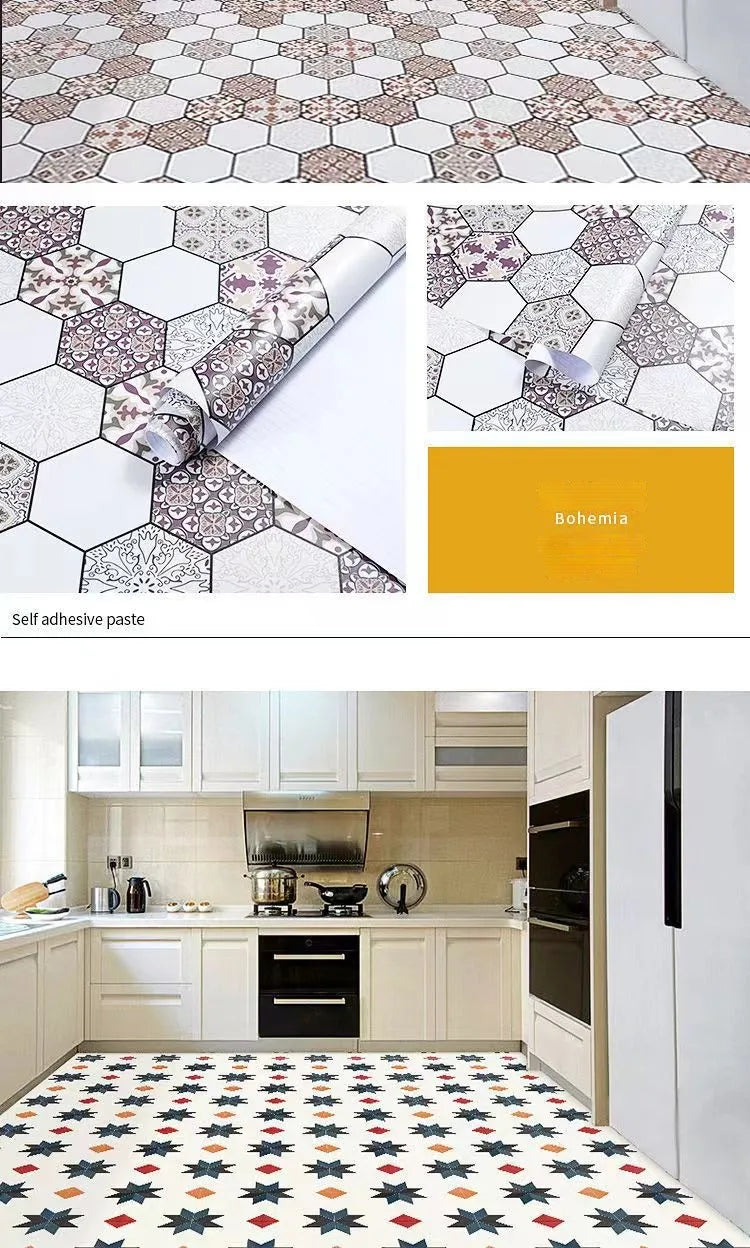 Floor Tiles Stickers Waterproof Self-Adhesive Thicken Wood Grain for Wall Ground Room Wear-resistant Home Decor Kitchen Bathroom
