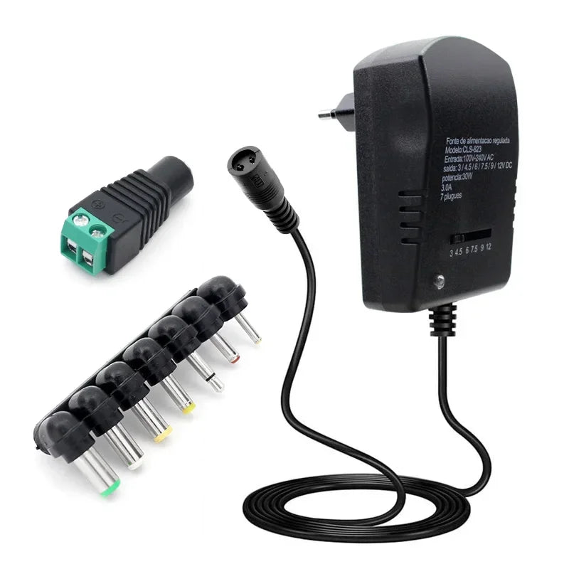 AC/DC 220V-12V Multi-function Power Supply, 7 DC Female Plugs