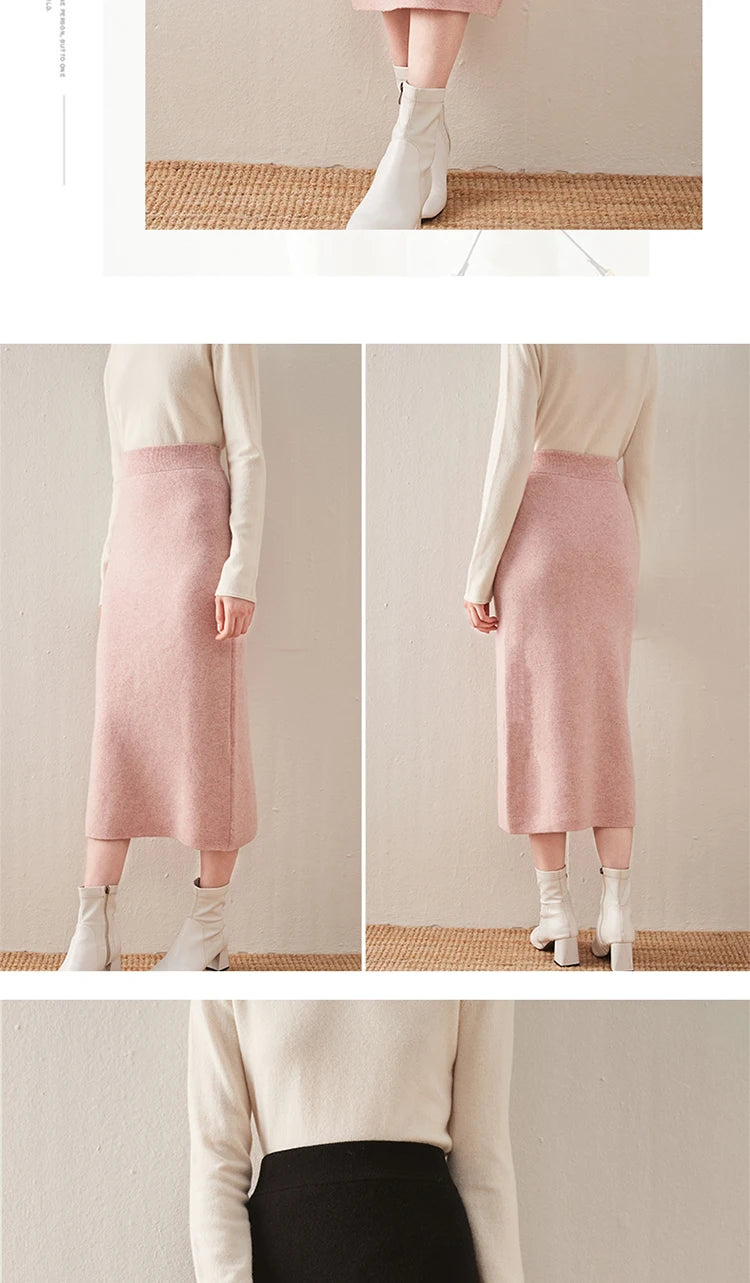 Chân Váy Len Dệt Kim Nữ Mùa Thu Đông Cao Cấp