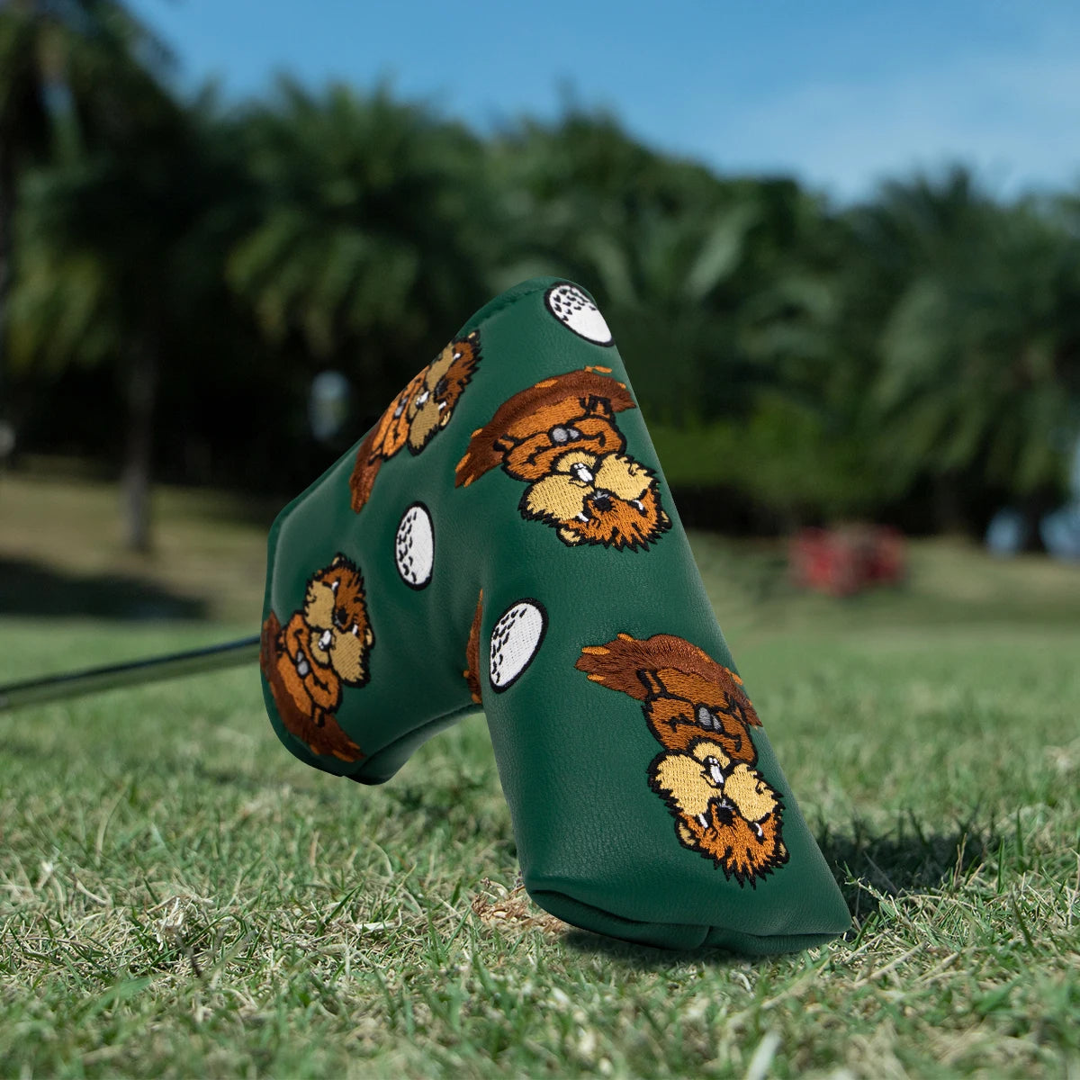 Groundhog Premium Embroidered Green Leather Golf Club Cover