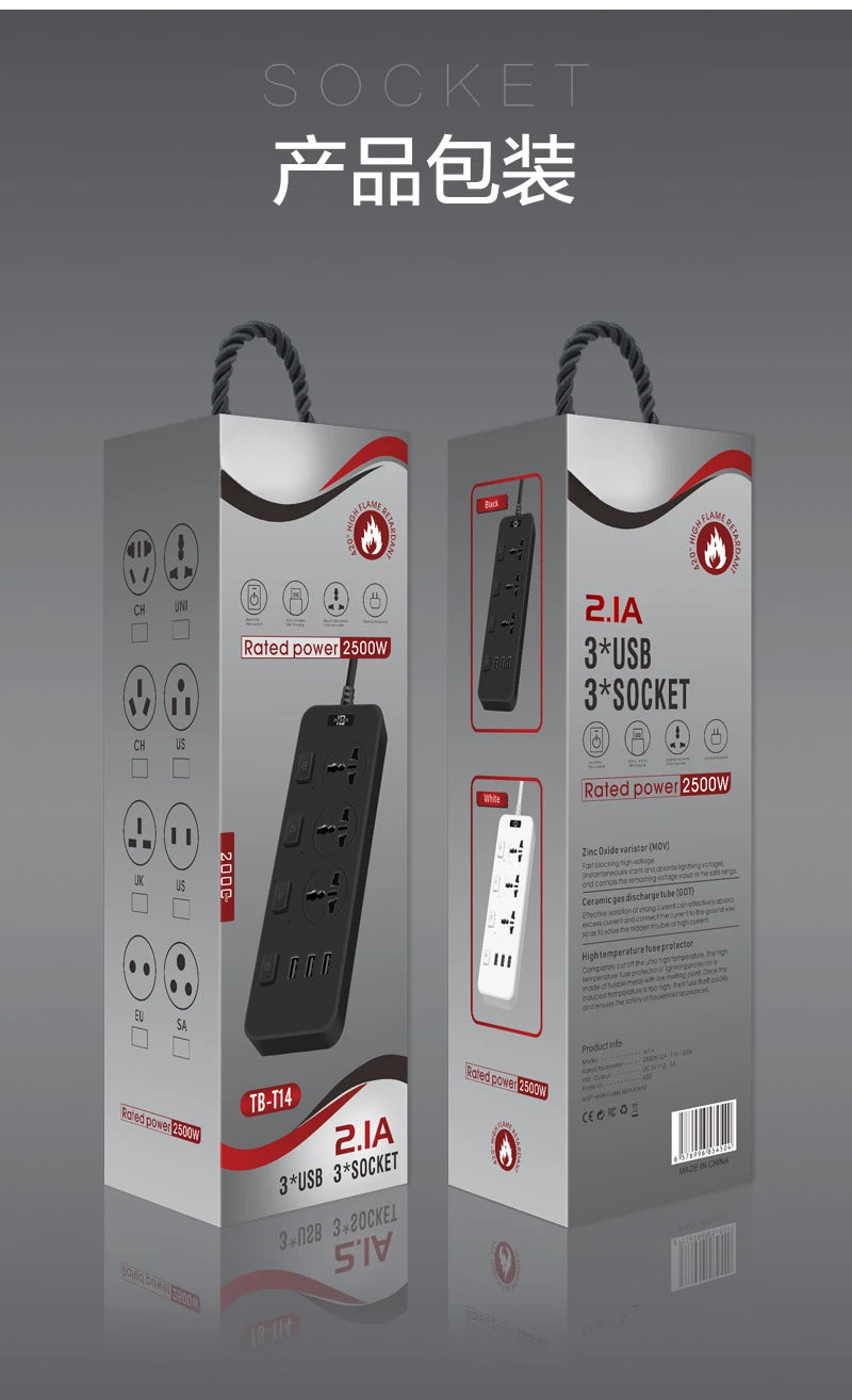 Ổ Cắm Đa Năng 5M Có USB, Dây Kéo Dài Tiện Lợi