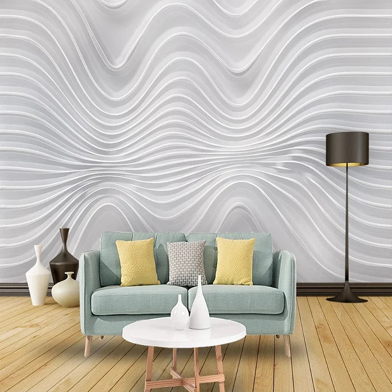 Custom 3D Stereoscopic Embossed Curve Stripe Mural Wallpapers For Living Room TV Background Wall Covering Photo Papel De Parede