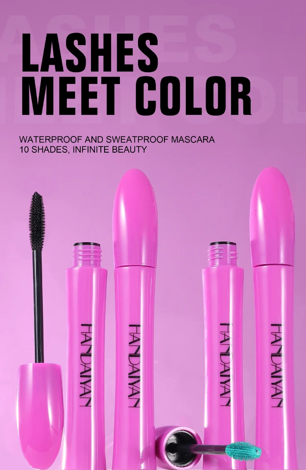 Waterproof, Thick, Long-Lasting Multi-Color Mascara 10 Colors
