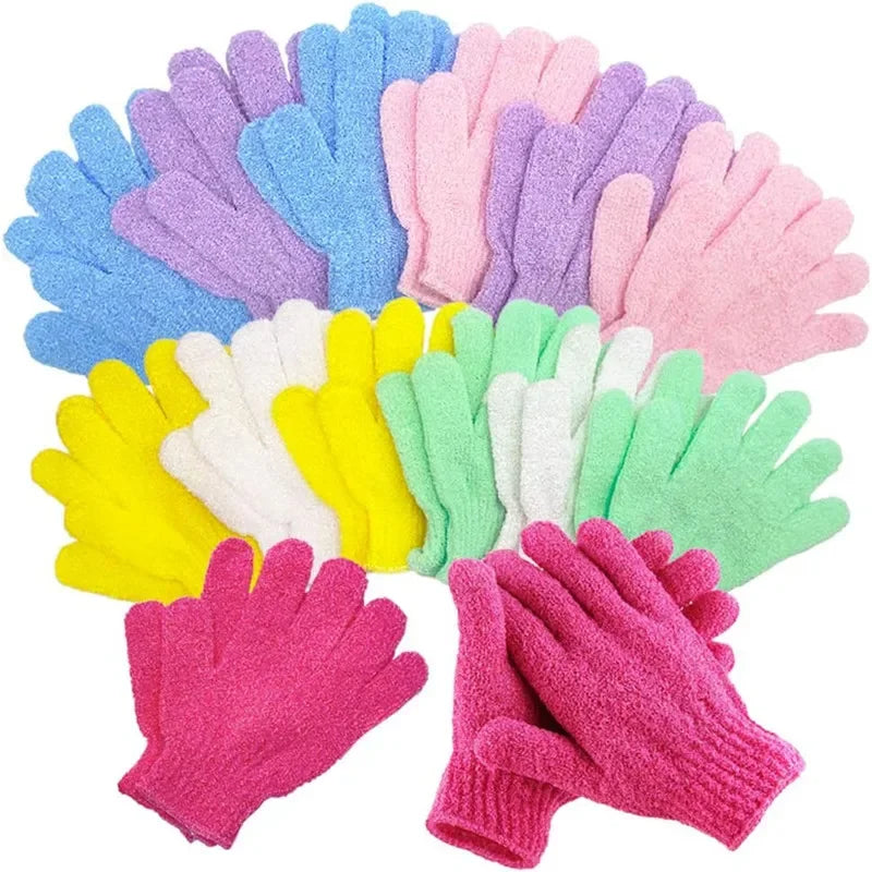 5/10 New Pieces Exfoliating Bath Gloves Double Sided Bath Gloves for Beauty Spa Massage Skin Shower Scrubber Bathing Accessories