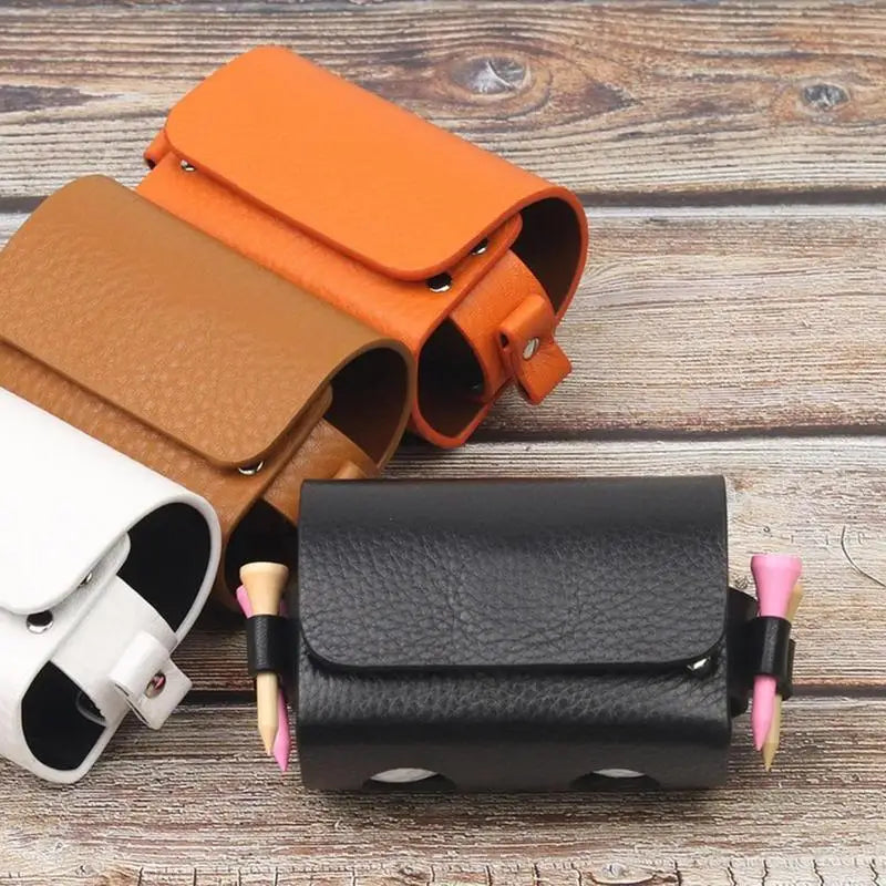 Convenient PU Leather Golf Ball Bag with 2 Balls and 4 Tees on the Hip