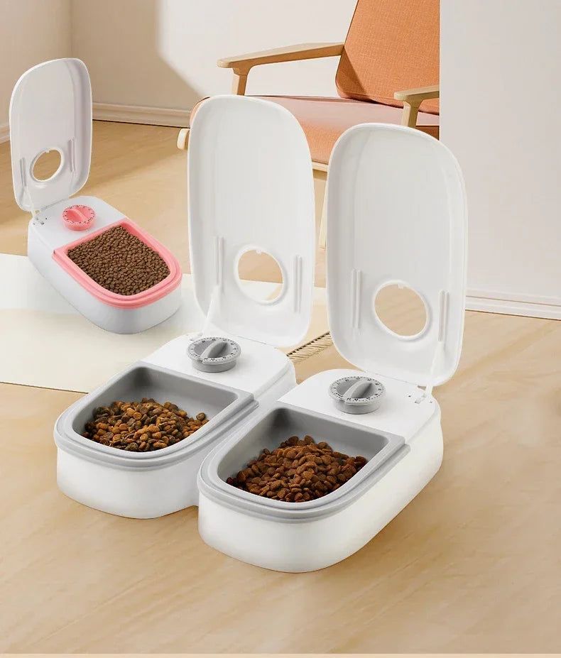 Pet Automatic Timing Feeder 700ML Large Capacity Dry Wet Food Container Electric Dog Double Dish Bowl For Cats Dogs Feeders Bowl - Daisan Mart