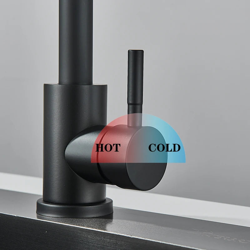 Matte Kitchen Faucet Deck Sinks Faucet High Arch 360 Degree Swivel Cold Hot Mixer Water Tap - Daisan Mart