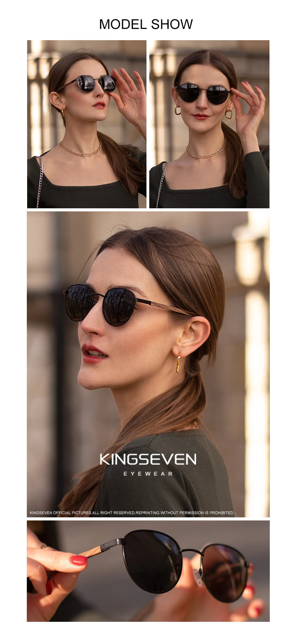 Kính Mát Gỗ KINGSEVEN UV400 Phân Cực Nam Nữ