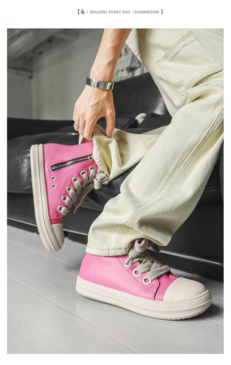 Unisex Autumn Winter High-Top Orange Sneakers Fashion