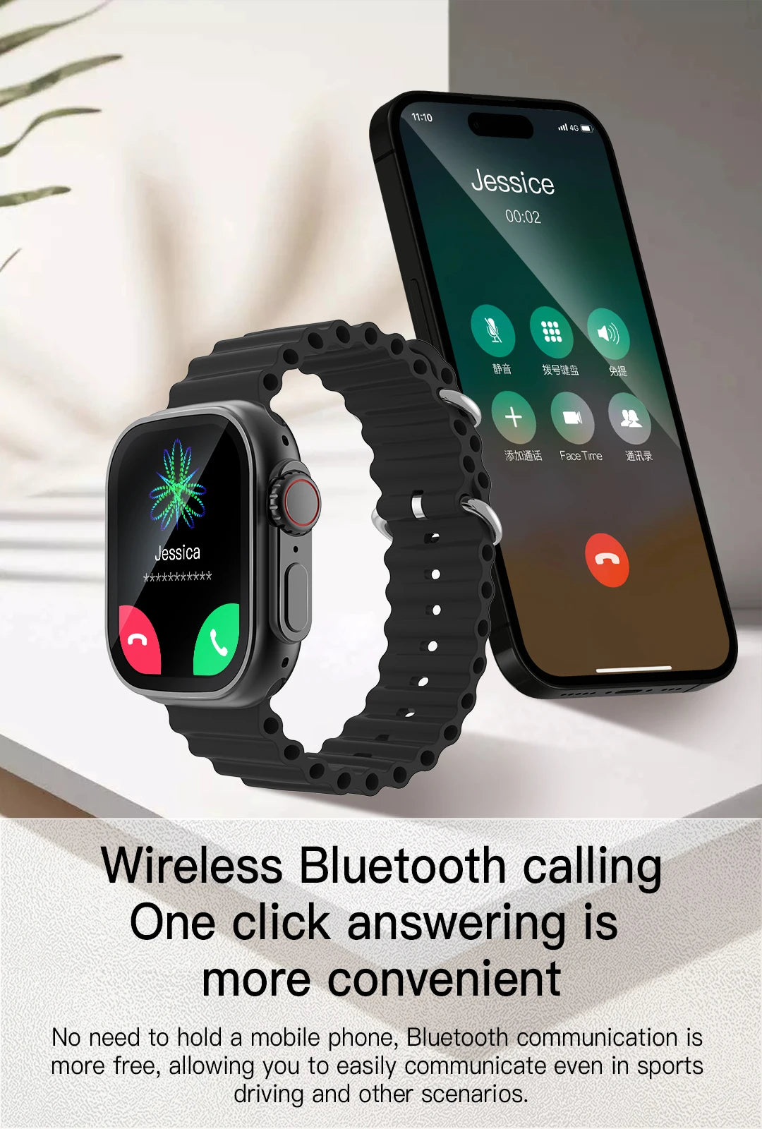 Đồng hồ thông minh 2.01 đo nhịp tim, huyết áp, tập luyện