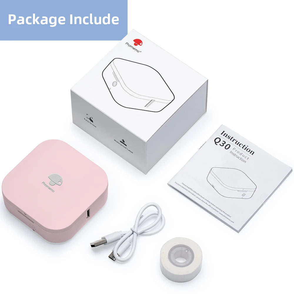 Phomemo Q30 Label Printer Mini Printer Pocket Thermal Label Maker Wireless Sticker Pocket Portable Printer Various Label Paper - Daisan Mart